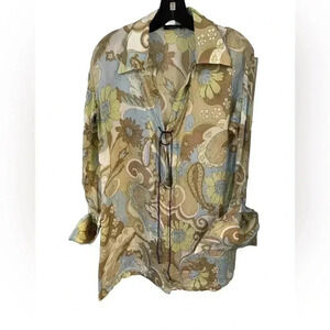 J. Lindeberg Stockholm women’s floral laced up front collar shirt sz EU 36 US S